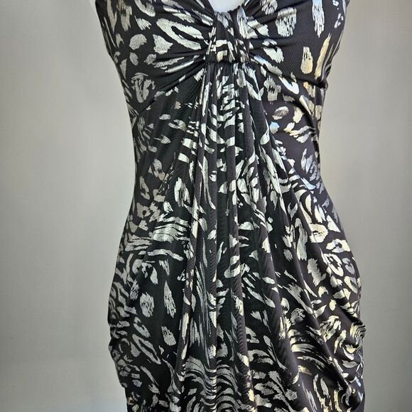 Taboo Metallic Animal Print Sheath Dress Women's Small Babydoll Y2K Club Bling - Picture 4 of 9